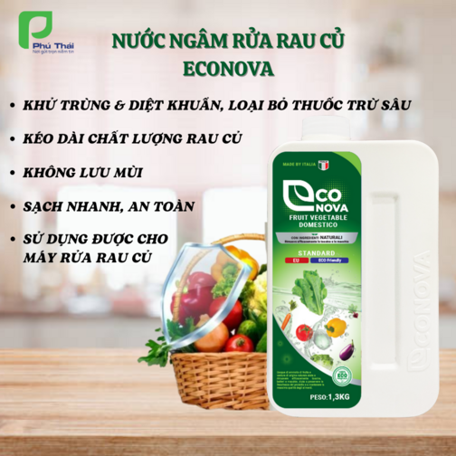 Nước ngâm rửa rau củ quả không mùi khó chịu, giữ rau củ tươi lâu Econova - Fruit Vegetable Domestico (Italy)